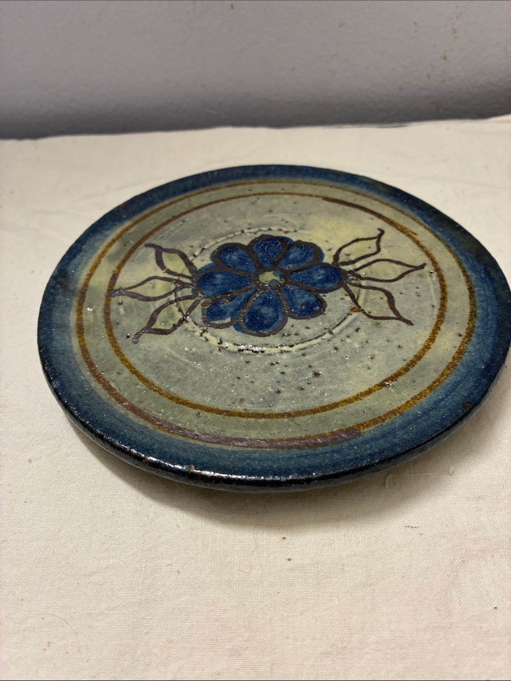 Handmade Blue Floral Ceramic Riser Home Art